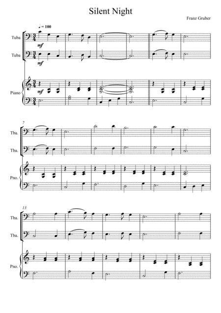 Free Sheet Music Franz Gruber Silent Night Tuba Duo