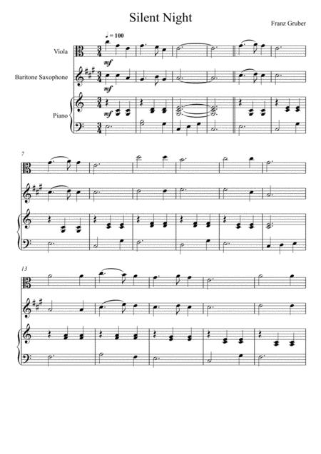 Free Sheet Music Franz Gruber Silent Night Viola And Baritone Saxophone Duet