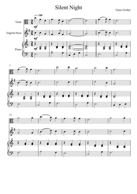 Franz Gruber Silent Night Viola And English Horn Duet Sheet Music