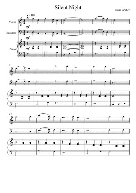 Franz Gruber Silent Night Violin And Bassoon Duet Sheet Music