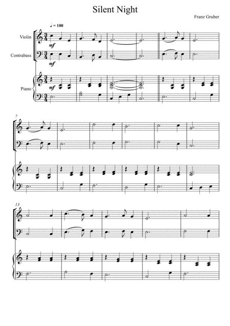 Franz Gruber Silent Night Violin And Double Bass Duet Sheet Music