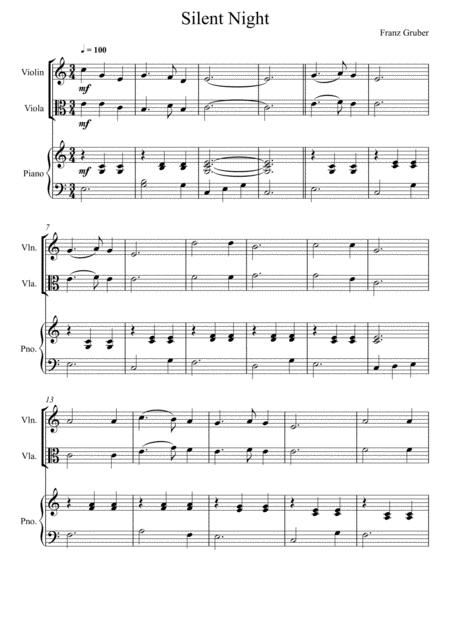 Franz Gruber Silent Night Violin And Viola Duet Sheet Music