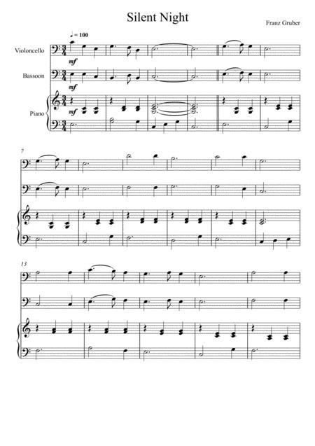 Franz Gruber Silent Night Violoncello And Bassoon Duet Sheet Music