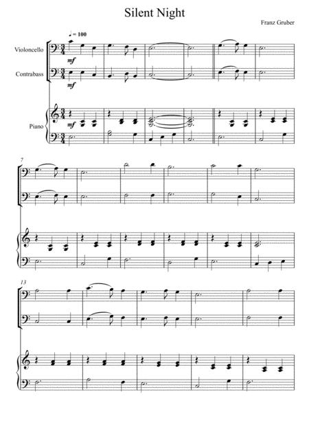 Free Sheet Music Franz Gruber Silent Night Violoncello And Double Bass Duet