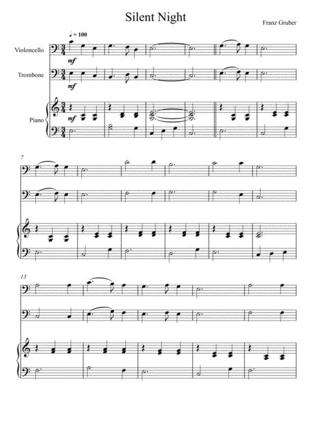 Franz Gruber Silent Night Violoncello And Trombone Duet Sheet Music