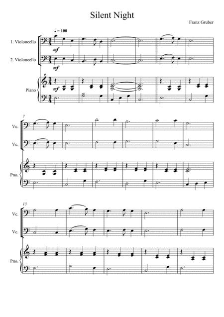 Free Sheet Music Franz Gruber Silent Night Violoncello Duo