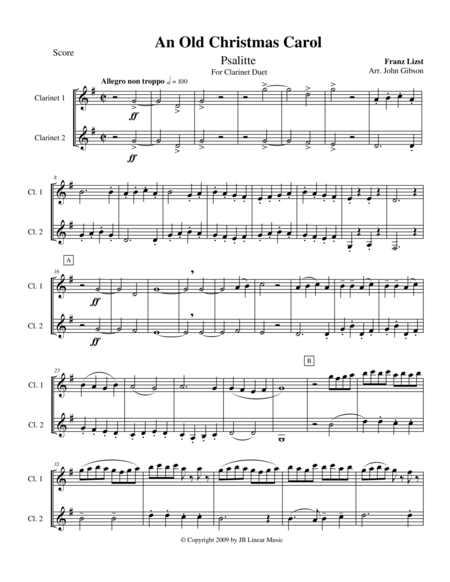 Franz Liszt Christmas Tree Suite For Clarinet Duet Sheet Music