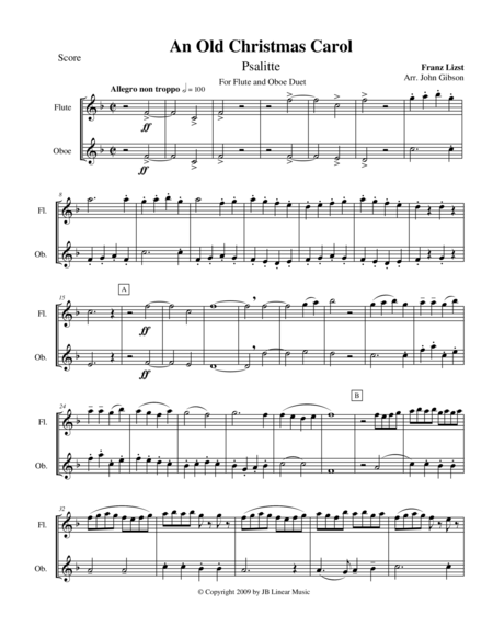 Franz Liszt Christmas Tree Suite For Flute And Oboe Duet Sheet Music