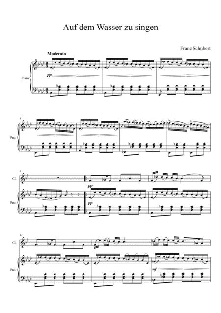 Franz Schubert Auf Dem Wasser Zu Singen Clarinet Solo Sheet Music