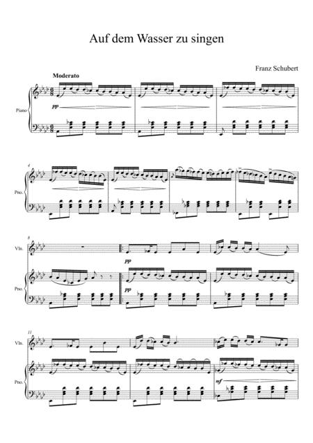 Franz Schubert Auf Dem Wasser Zu Singen Violin Solo Sheet Music