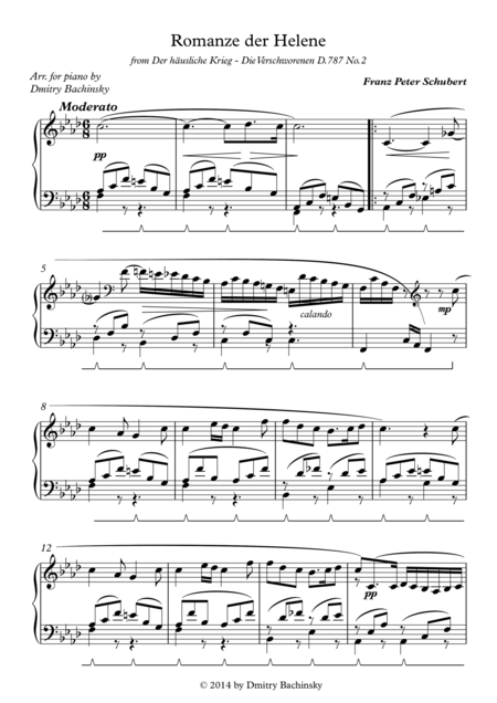 Franz Schubert Romanze Der Helene Sheet Music