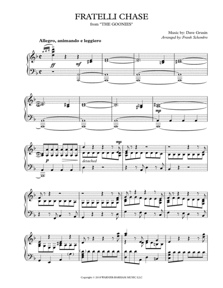 Fratelli Chase From The Goonies Sheet Music