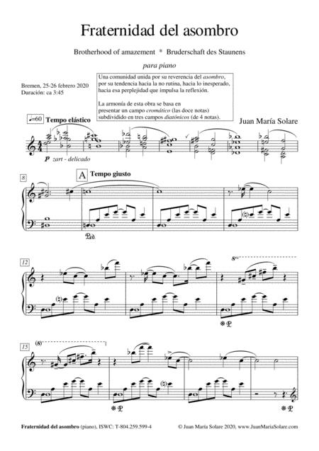 Free Sheet Music Fraternidad Del Asombro Piano Solo