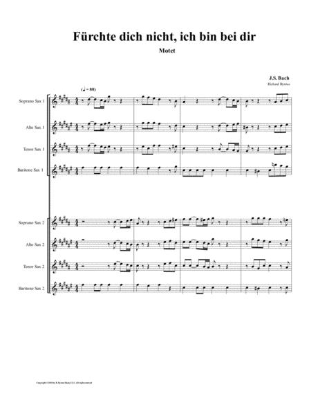 Free Sheet Music Frchte Dich Nicht Motette By Js Bach Double Saxophone Choir