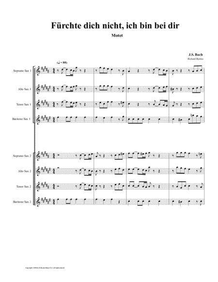 Frchte Dich Nicht Motette By Js Bach Double Saxophone Choir Sheet Music