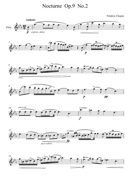 Frdric Chopin Nocturne Op 9 No 2 Flute Solo Sheet Music