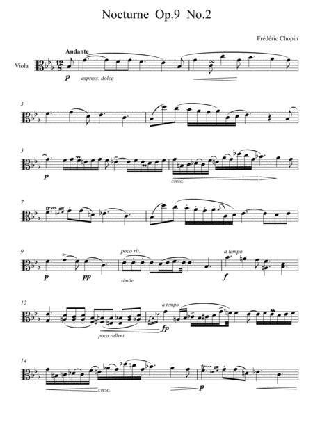 Frdric Chopin Nocturne Op 9 No 2 Viola Solo Sheet Music