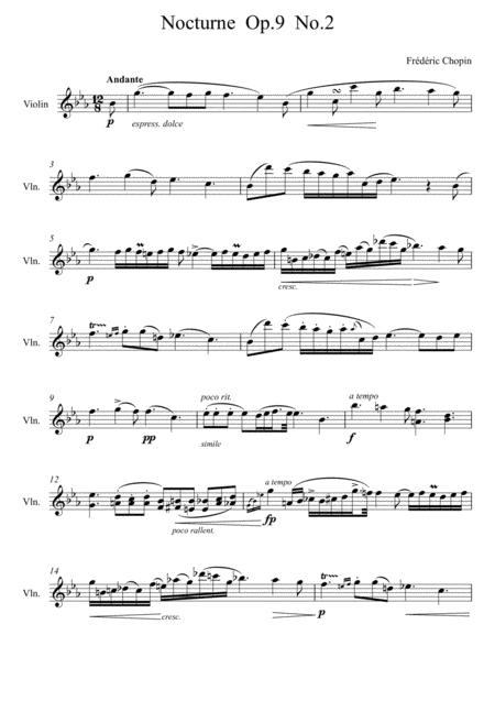 Frdric Chopin Nocturne Op 9 No 2 Violin Solo Sheet Music