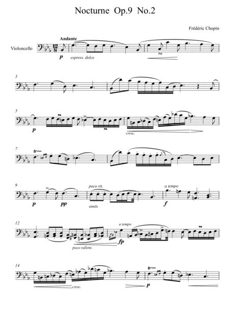 Frdric Chopin Nocturne Op 9 No 2 Violoncello Solo Sheet Music