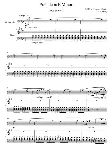 Free Sheet Music Frdric Chopin Prelude In E Minor Opus 28 No 4 Violoncello Solo