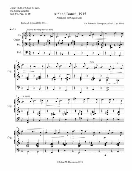 Frederick Delius Air And Dance Arranged For Organ Sheet Music