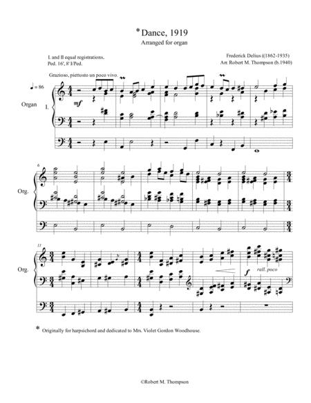 Frederick Delius Dance For Organ Sheet Music