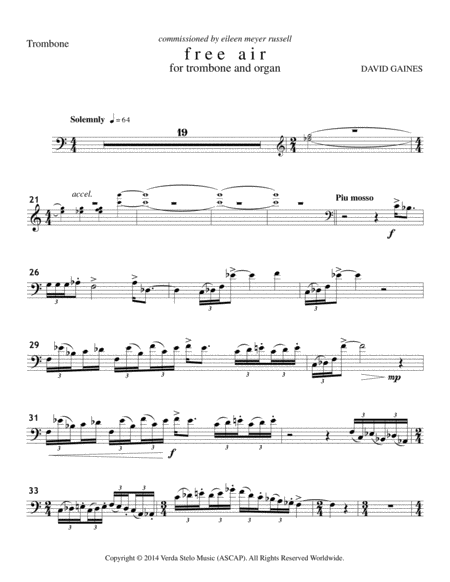 Free Air For Trombone And Organ Sheet Music