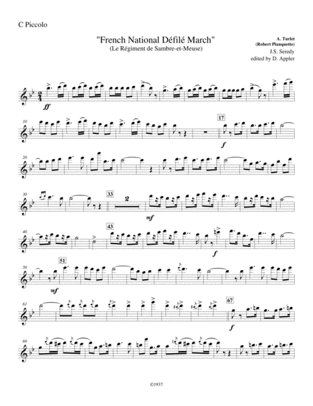 Free Sheet Music French National Defile