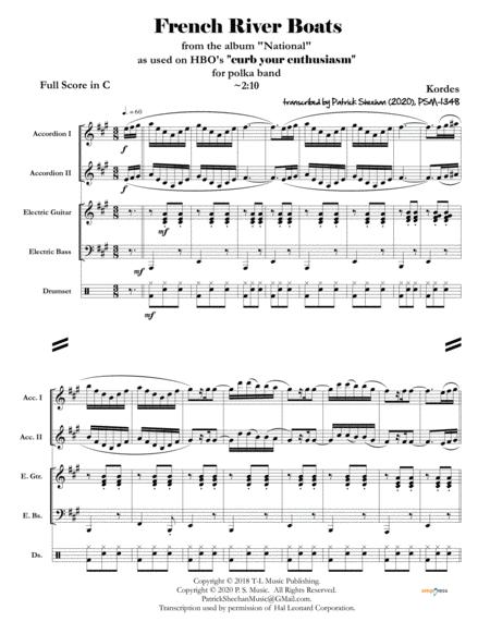 Free Sheet Music French River Boats From Curb Your Enthusiasm Full Score Set Of Parts