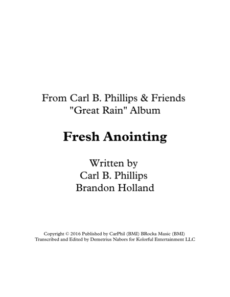 Fresh Anointing Sheet Music