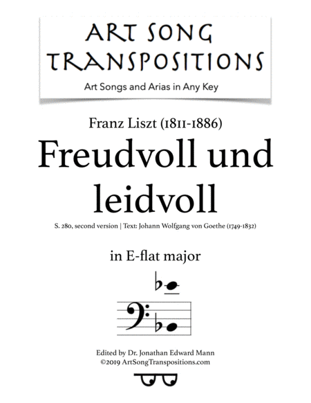 Freudvoll Und Leidvolls 280 Second Version E Flat Major Bass Clef Sheet Music