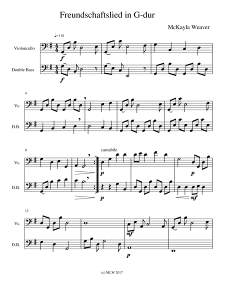 Freundschaftslied In G Dur Sheet Music