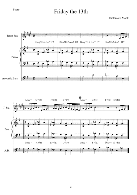 Free Sheet Music Friday The 13th Score