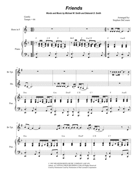 Friends Duet For Bb Trumpet And French Horn Sheet Music