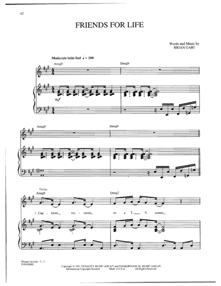 Friends For Life Sheet Music