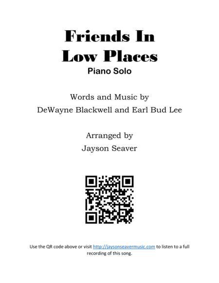 Free Sheet Music Friends In Low Places Piano Solo