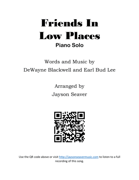 Friends In Low Places Piano Solo Sheet Music