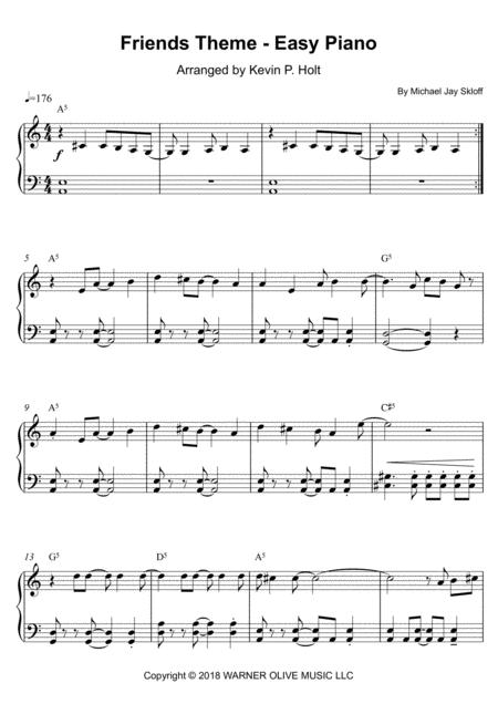 Free Sheet Music Friends Theme Easy Piano