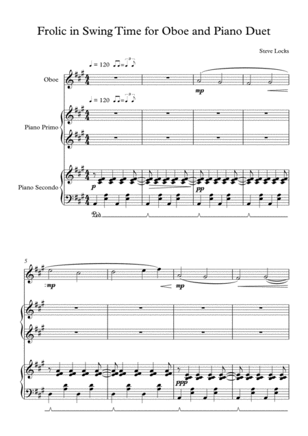 Frolic In Swing Time For Oboe And Piano Duet Sheet Music