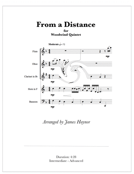 From A Distance For Woodwind Quintet Sheet Music