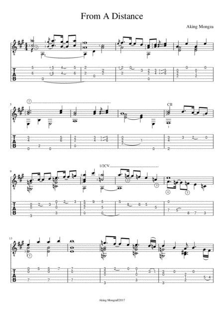 Free Sheet Music From A Distance Tablature