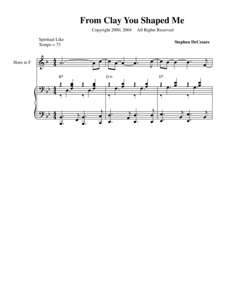 Free Sheet Music From Clay You Shaped Me