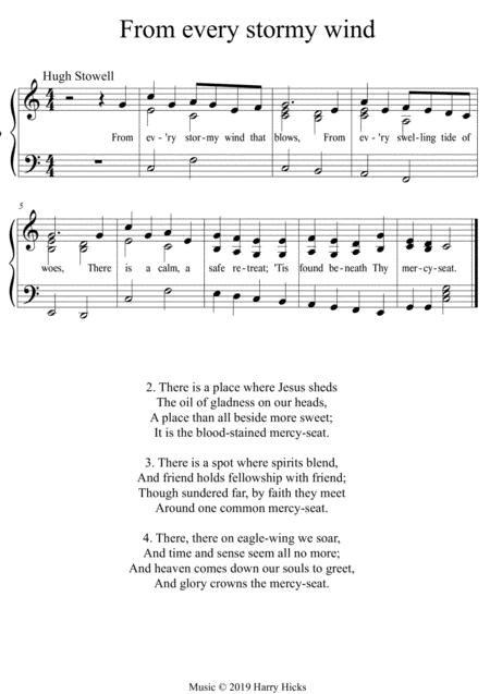 From Every Stormy Wind A New Tune To A Wonderful Old Hymn Sheet Music