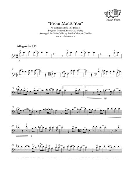 From Me To You Solo Cello The Beatles Arr Cellobat Recording Available Sheet Music