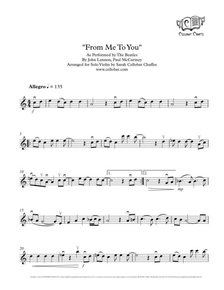 From Me To You Solo Violin The Beatles Arr Cellobat Sheet Music