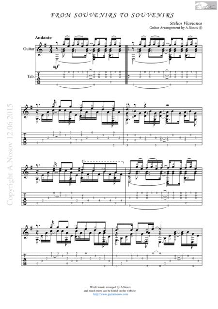 From Souvenirs To Souvenirs Sheet Music For Guitar Sheet Music