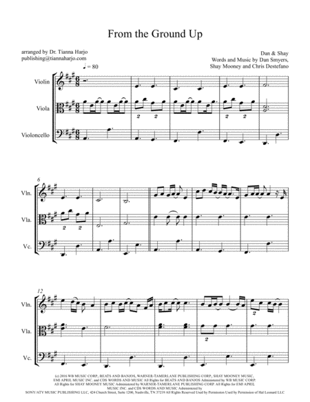 Free Sheet Music From The Ground Up String Trio Violin Viola Cello