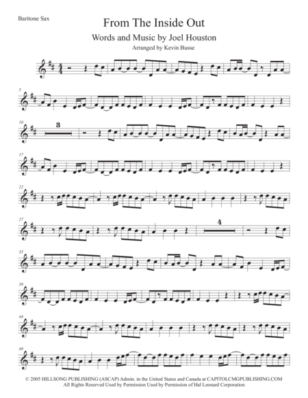 From The Inside Out Bari Saxophone Sheet Music