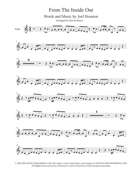 Free Sheet Music From The Inside Out Easy Key Of C Flute