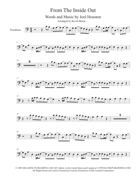 Free Sheet Music From The Inside Out Easy Key Of C Trombone